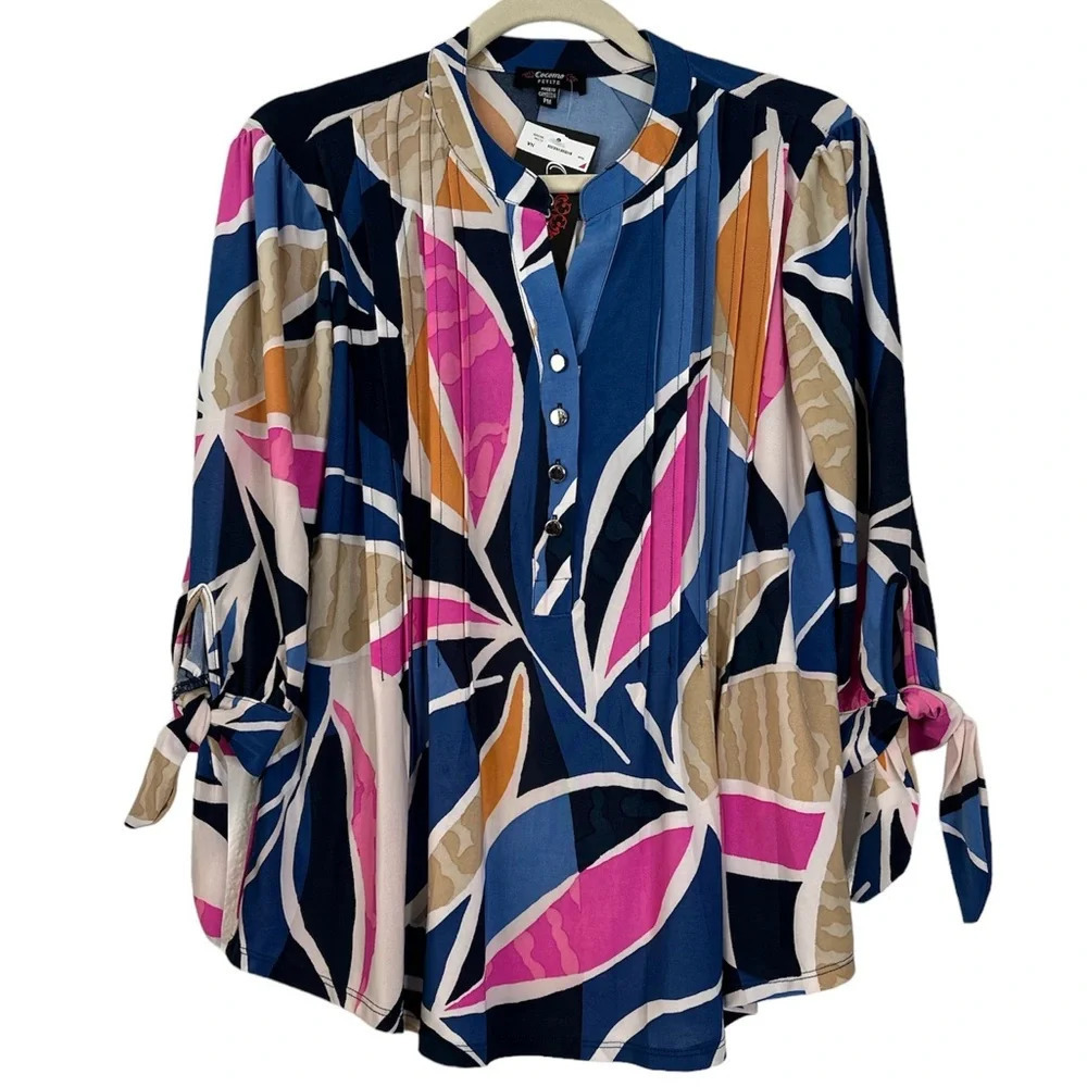 COCOMO PM Vibrant Multi Color 3/4Th Sleeves Top BNWT
